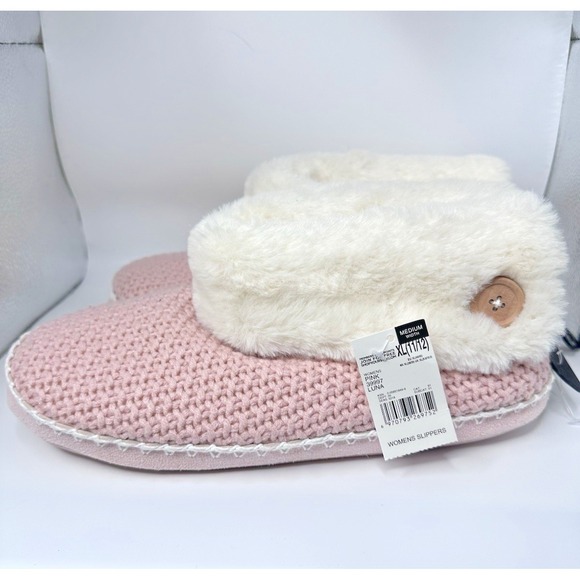 Joe Boxer Shoes - Joe Boxer Women's Slippers XL 11/12 Pink Luna Faux Fur Knit Cozy House Shoes NWT